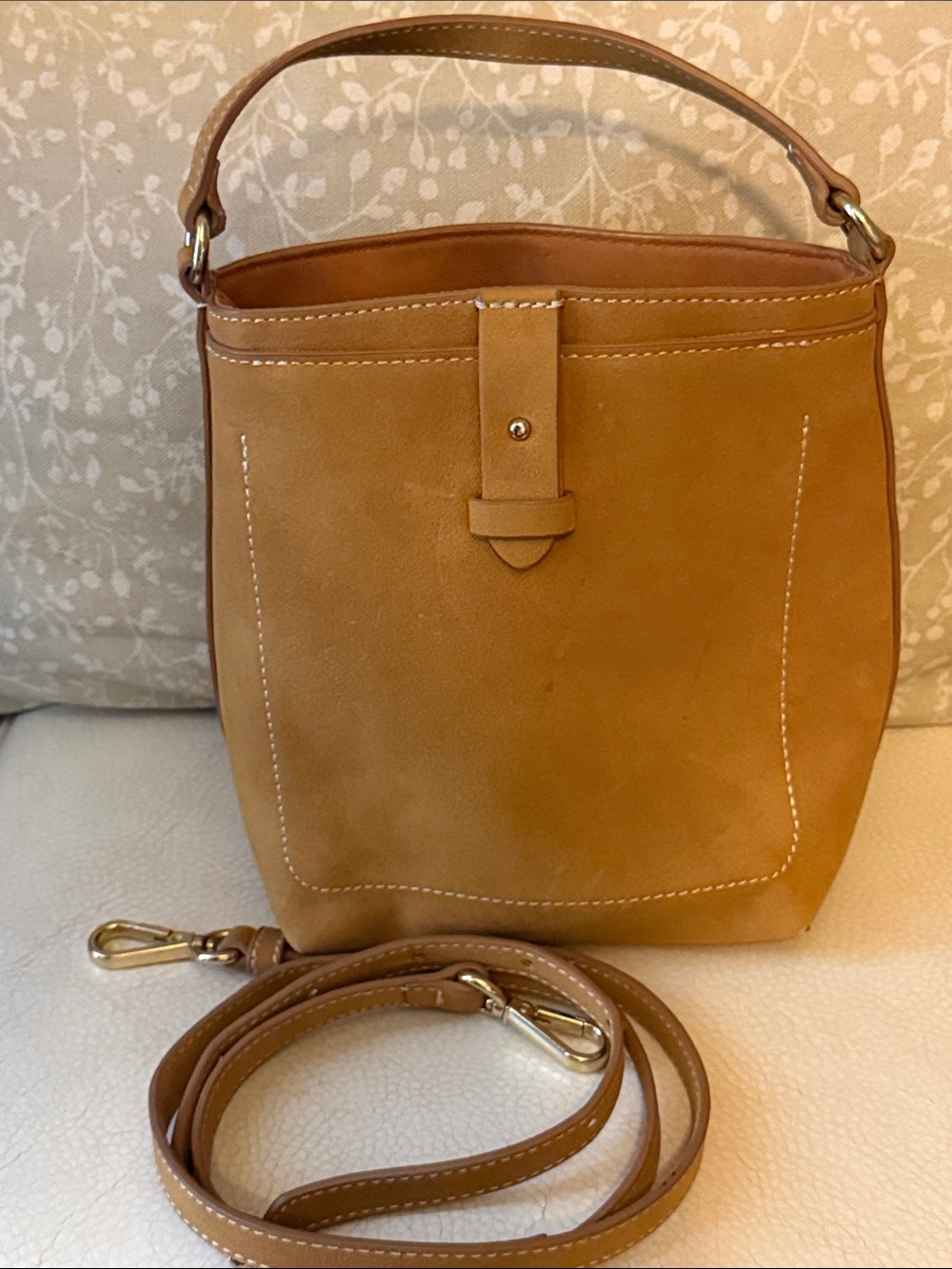 Gap Crossbody Tan Suede Bucket Shoulder Bag - Women's Handbag